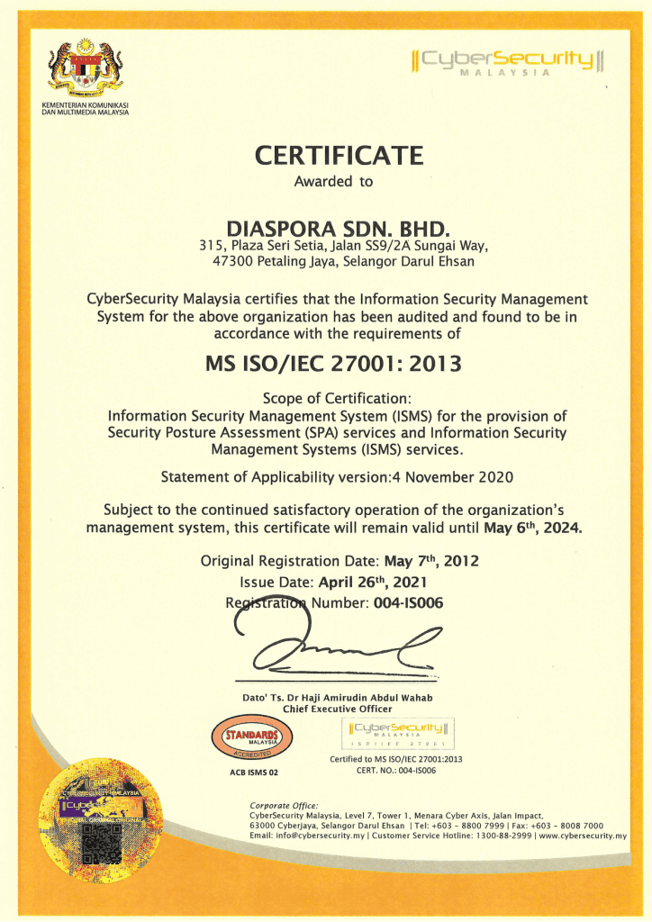 Information Security Management System Certificate 